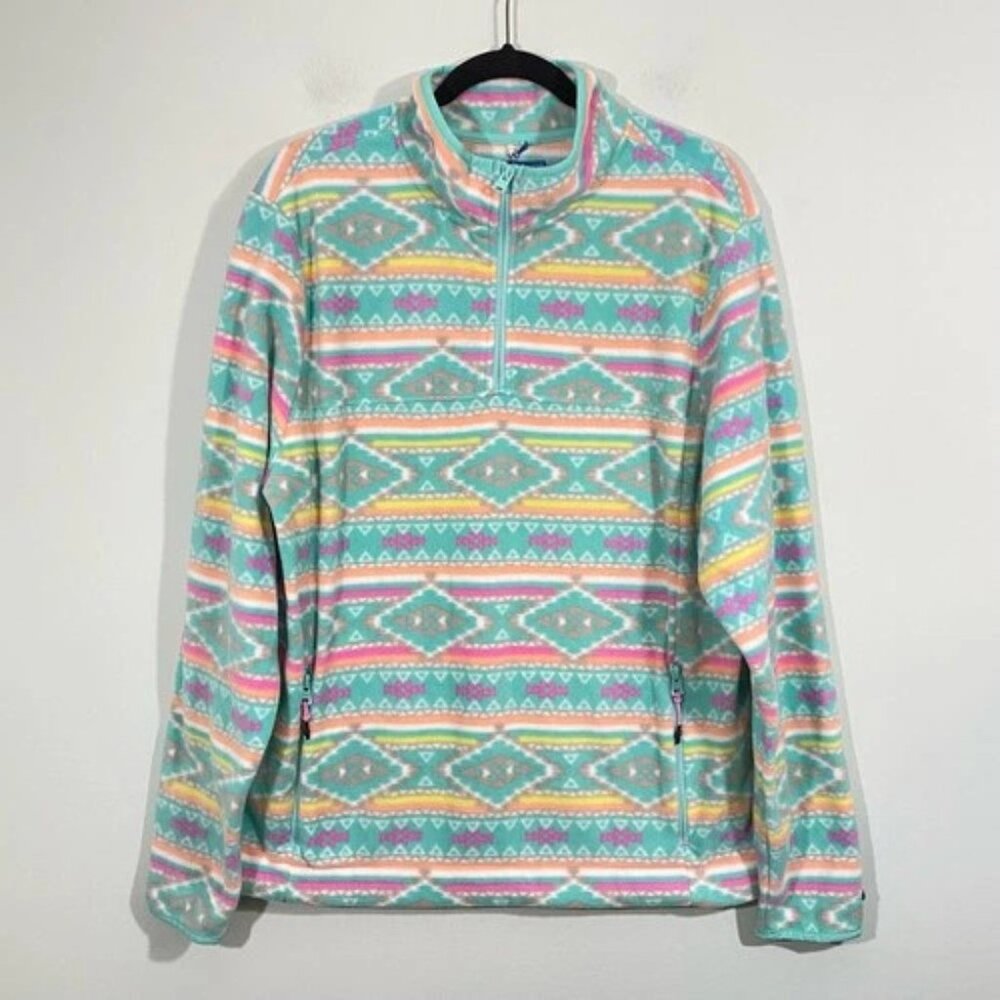 Chubbies Flame Commander Fleece Quarter-Zip Pullover Mens Size XL Retro Aztec